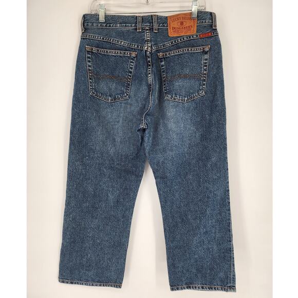 Vintage Lucky Brand Dungarees Lowrise Easy Fit Cuff Capri Jeans 14/32 USA - Picture 2 of 12